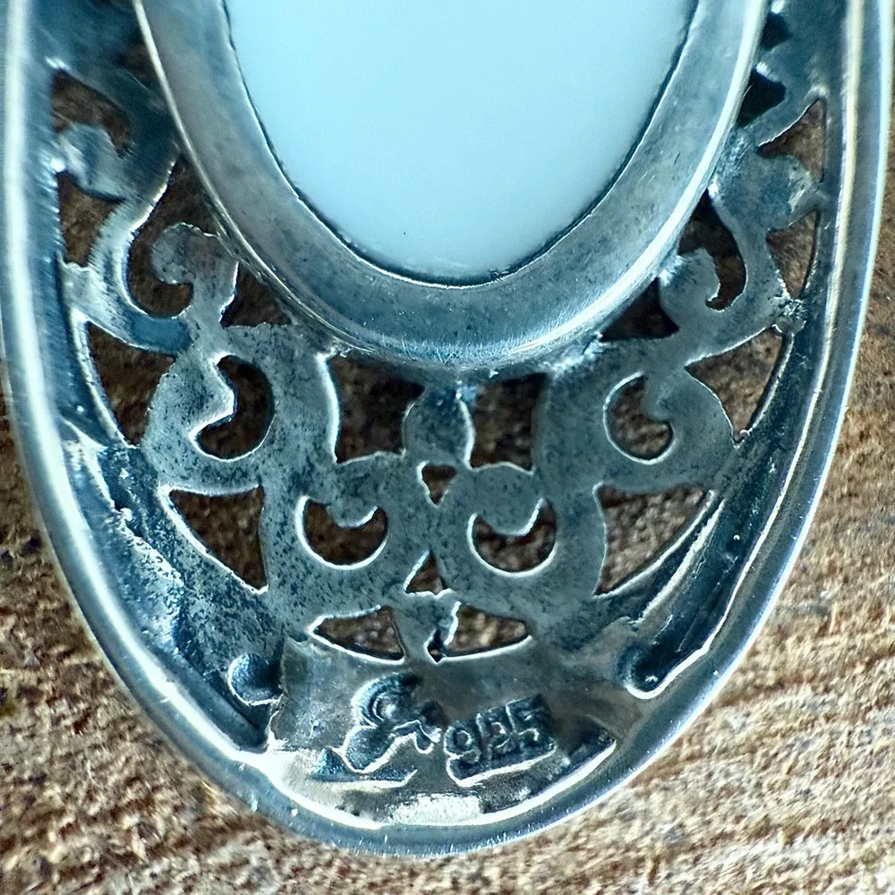 Samuel B. Mother of Pearl Shell and Sterling Silver Drop Earrings - Picture 7 of 9